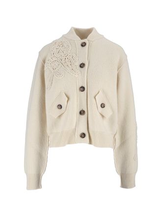 Ermanno Scervino Knitted Cropped Decorative Appliques Bomber Jacket