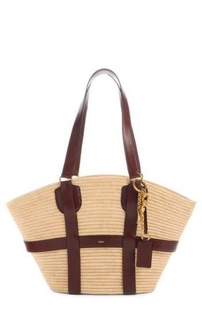 Chlo&eacute; Kerala Straw & Leather Tote in Dark Ebony at Nordstrom Rack