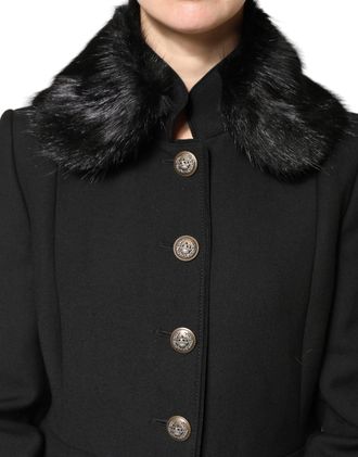 Dolce & Gabbana Black Fur Shawl Neck Wrap Cover Collar Womens Scarf