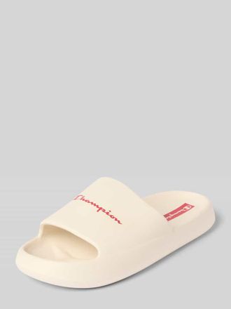 Champion Slides mit Logo-Print in Offwhite, Gr&ouml;&szlig;e 36