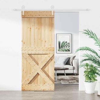vidaXL Vidaxl - Puerta Corredera Con Herrajes Madera Maciza De Pino 100x210 Cm