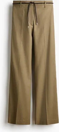 H&M Linen-blend Bootcut Trousers in Khaki Green at Nordstrom, Size 14