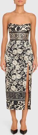 Amanda Uprichard Ivy Strapless Midi Dress In Babylon Print