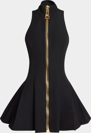 Balmain Zipped Fit-&-Flare Mini Dress