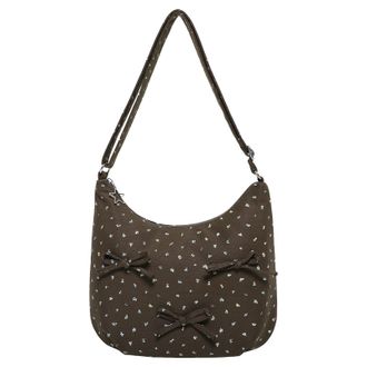 Generic Women Polka Dots Zipper Hobo Purse Bow-Knot Handbag for Travel Work (Brown) (Style 4)
