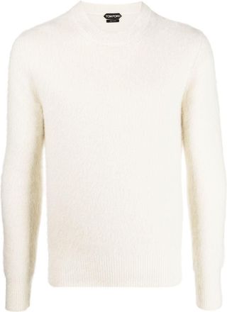 Tom Ford crew-neck wool jumper - men - Silk/Mohair/Wool - 50 - White