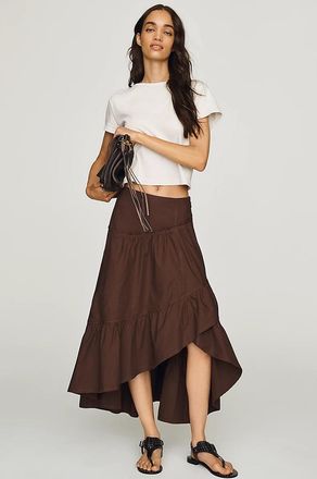 Pilcro Tiered Asymmetrical Midi Skirt