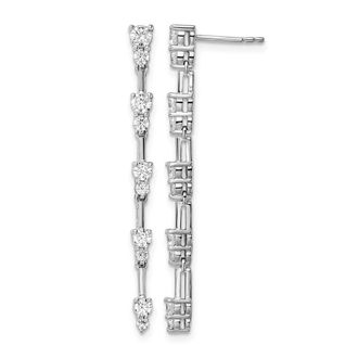Diamond2Deal 14K White Gold 1 ct Lab Grown Diamond Dangle Earrings VS Clarity, G-H Color