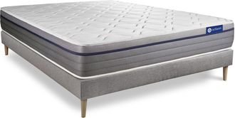 Actisom Somier Gris + Colch&oacute;n Con L&aacute;tex Y Espuma Viscoel&aacute;stica 140 X 200