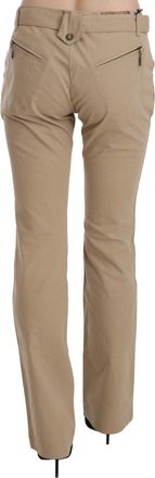Just Cavalli Womens Cotton Mid-Waist Straight Trousers Beige