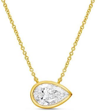 Diana M. Jewels 14kt yellow gold lab grown east west pear shape bezel pendant weighing 2.00 ct
