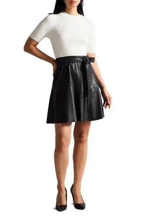 Ted Baker Olivia Mixed Media Minidress in Black at Nordstrom, Size 1