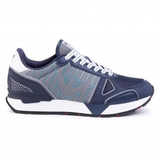 Emporio Armani Polyester Sneakers - Heren - Sneakers - Blauw - 42 EU - Polyester - Schoenen