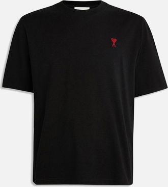 Ami Mens Mens Black Ami Paris De Coeur Slim Fit T-Shirt - Size: 42