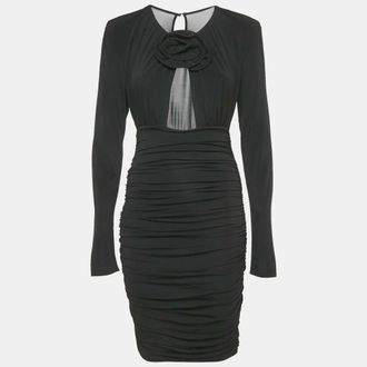Magda Butrym Black Cut-Out Jersey Ruche Mini Dress
