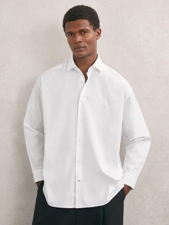 Reiss White Monogram Cotton Oversized Shirt, XL