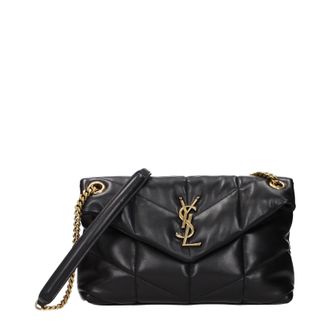 Saint Laurent Puffer Umh&auml;ngetasche Damen Leder Schwarz