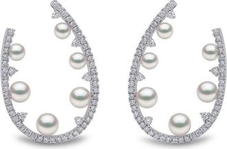 Yoko London 18kt white gold Sleek Akoya pearl and diamond earrings - women - Diamond/18kt White Gold/Akoya Pearl - One Size - Silver