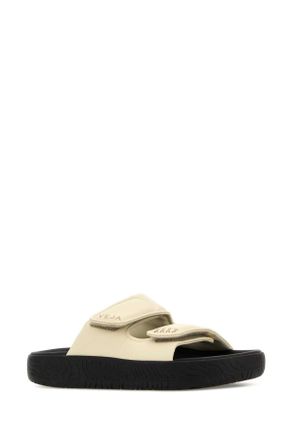 Veja Womens Ivory Leather Etna Slippers Cashew Flat Shoes