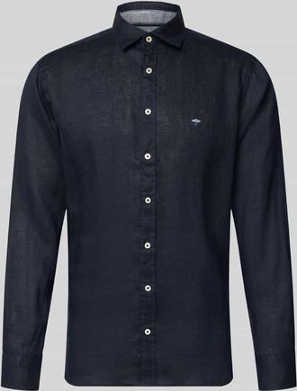 Fynch-Hatton Fynch-Hatton Slim Fit Leinenhemd mit Haifischkragen in Marine, Gr&ouml;&szlig;e 3XL