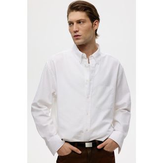 H&M Relaxed Fit Oxford Shirt in White at Nordstrom, Size Xx-Large