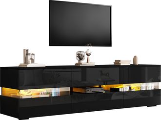 STILVORA Mueble Tv Con 2 Puertas, 1 Caj&oacute;n Y 1 Hueco Abierto, Led, Apertura A Presi&oacute;n, Para Sal&oacute;n, 160&times;39&times;45 Cm