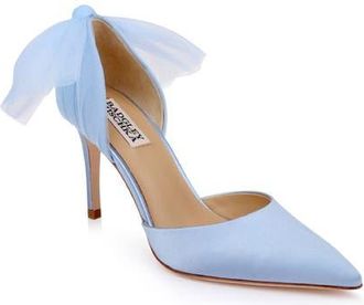 Badgley Mischka Rosalie Pointed Toe Pump in Azul Blue Satin at Nordstrom, Size 8.5