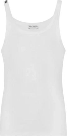 Dolce & Gabbana Heren Witte Geribbelde Tanktop - Heren - Tops zonder mouwen - Wit - S - Katoen - Tops