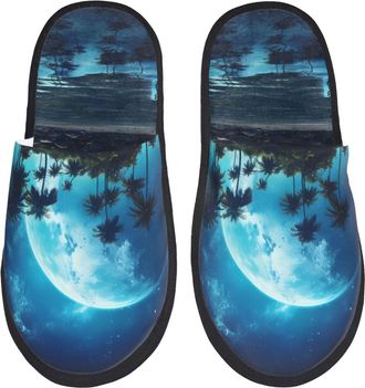 Generic Hawaiian Beach Pirate Moon Unisex Shoes Cosy Slippers Fluffy House Shoes For Winter Indoor Outdoor M
