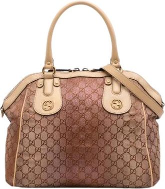 Gucci Pre-owned Handbags, female, Brown, Size: ONE SIZE Pre-owned Canvas Handbag
