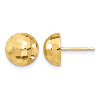 Diamond2Deal 14K Yellow Gold Diamond-cut 10mm Button Stud Earrings