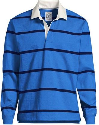 Lands End Long Sleeve Rugby Shirt in Vista Blue Rugby Stripe at Nordstrom, Size X-Small
