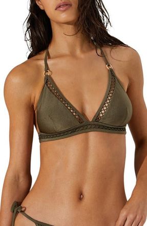 Reiss Hennel Triangle Bikini Top in Khaki Green at Nordstrom, Size 12