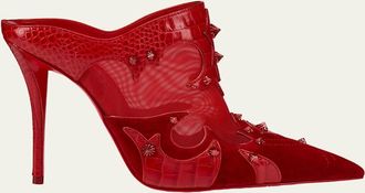Christian Louboutin 100mm Mulatiag Suede Mesh Mule Pumps