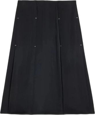 Jil Sander Vloeiende Viscose Geplooide Rok - Dames - Midirokken - Zwart - 2XS - Rokken