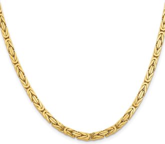 Diamond2Deal 10k Yellow Gold 4mm Byzantine Chain Necklace