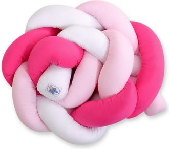 OEM Protector De Cuna Trenzado - Blanco-rosa-rosa Oscuro