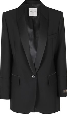 Ermanno Scervino Black Single-Breasted Padded Shoulders Polyester Blazer