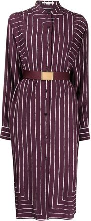 Stella McCartney striped silk midi shirt dress - women - Silk - 38 - Purple