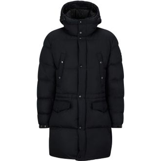 HUGO BOSS Mens Solid Patterned Hooded Puffer Coat in Black - Size 46 (Chest)