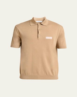 Givenchy Mens Grosgrain Logo Cotton Knit Polo Shirt