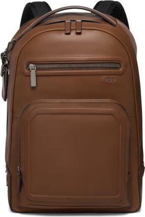 Tumi Harrison Warren Leather Backpack in Cognac Bombe at Nordstrom