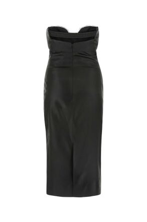Saint Laurent Womens Black Satin Dress 1000 Exterior: Acetate Wool Silk Abiti