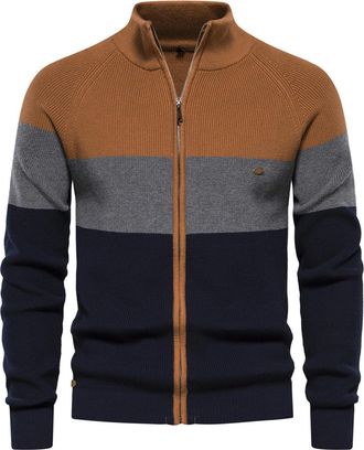 Generic 2023 New Mens Knitted Sweater Jacket Autumn and Winter Sweater Cardigan Trendy Jacket Men-Upper Orange-XL