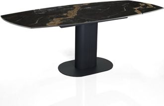 Oresteluchetta Mesa extensible cer&aacute;mica/acero calacatta negro-gris 76x89x120-200