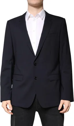 Dolce & Gabbana Mens Blazer Martini Dark Blue Wool Singlebreasted Navy Virgin Elastane Clothing