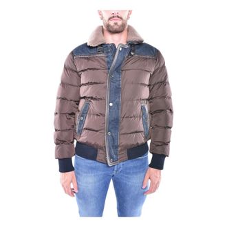 Moorer Gewatteerde Hybride Bomberjas in Denim - Heren - Winterjassen - Bruin - S - Denim - Jassen