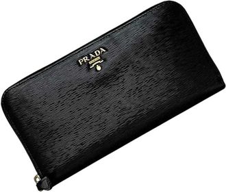 Prada Black Nero Leather Long Wallet (Bi-Fold) (Pre-Owned)