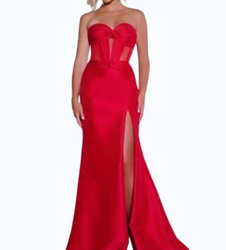 Jovani Selena Long Formal Prom Dress In Red
