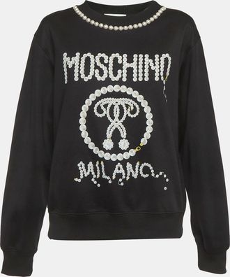 Moschino Couture Black Jersey Pearl Detail Sweatshirt